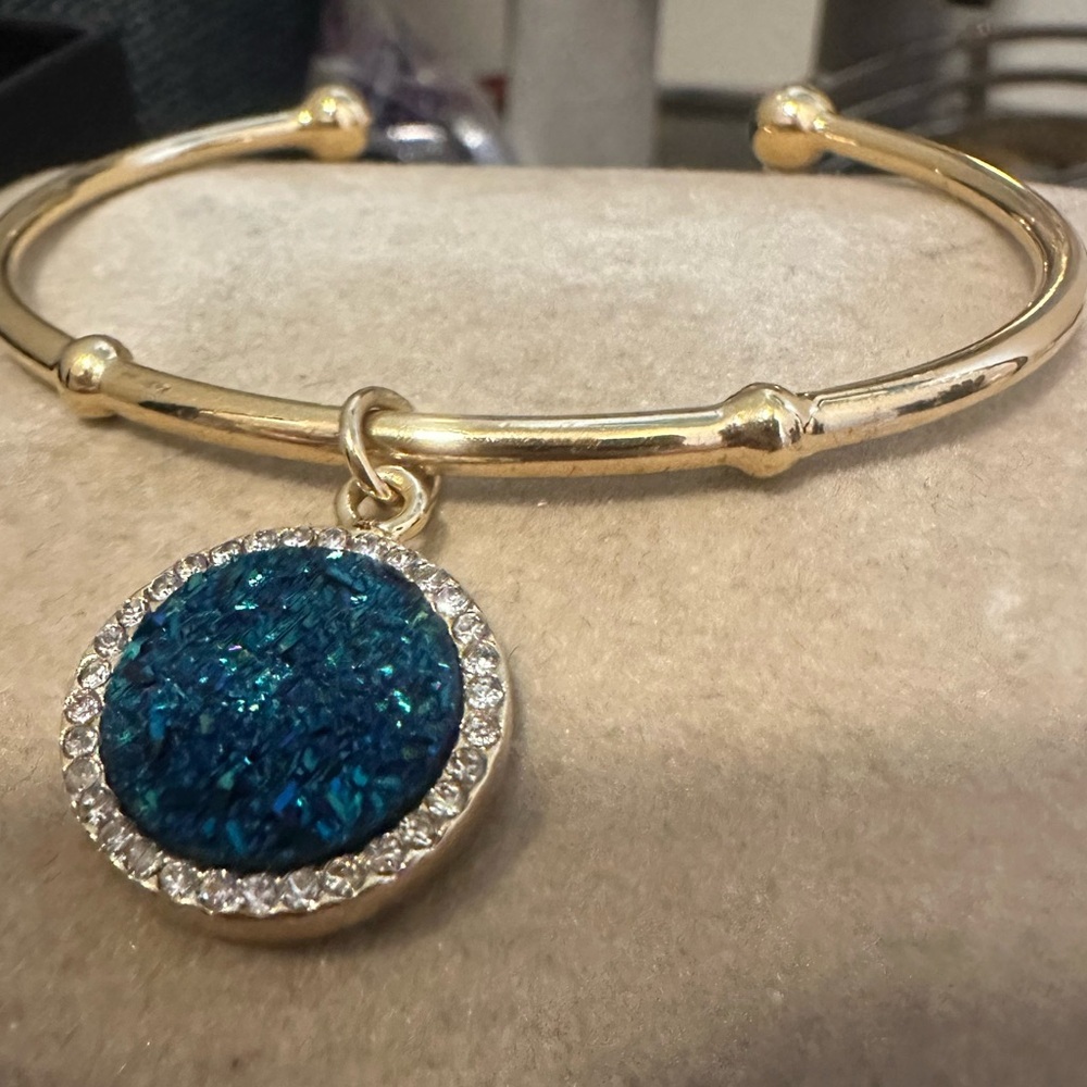Kate Spade New York Women's All That Glitters Druzy Cuff Bracelet - Blue - Rare - Picture 6 of 11